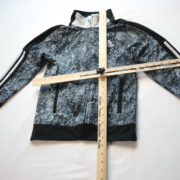 Adidas Big Boy's 7 Black White Tricot Tracksuit Jacket - Picture 8 of 10